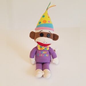 TY Beanie Baby Socks The Monkey Happy Birthday Purple